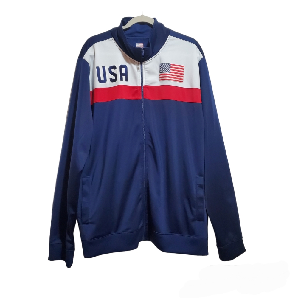 USA Athletic Zipper Soccer Jacket XXL Red White Blue Patriotic